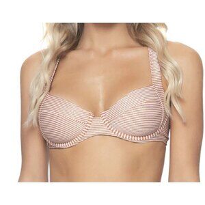 NWT Pilyq L APL Perla Underwire Bikini Swim Top Sparkle Gold Stripe 126631